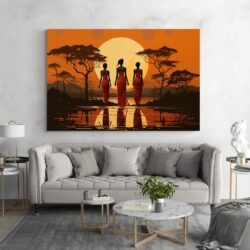 Leinwandbild Afrikanische Silhouette