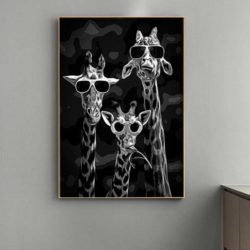 Leinwandbild Schwarz-Weiß Giraffen