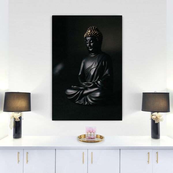 Leinwandbild Schwarz-Goldener Buddha