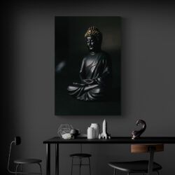 Leinwandbild Schwarz-Goldener Buddha