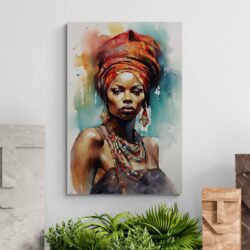 Leinwandbild Aquarell Afrikanische Frau